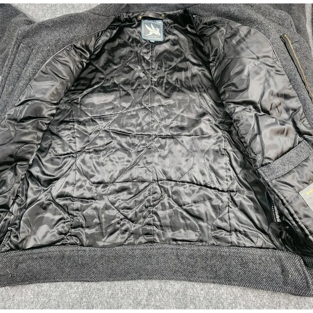 Spiewak & Sons L Gray Wool Thinsulate Jacket Heavy Classic‎ City Bomber Coat